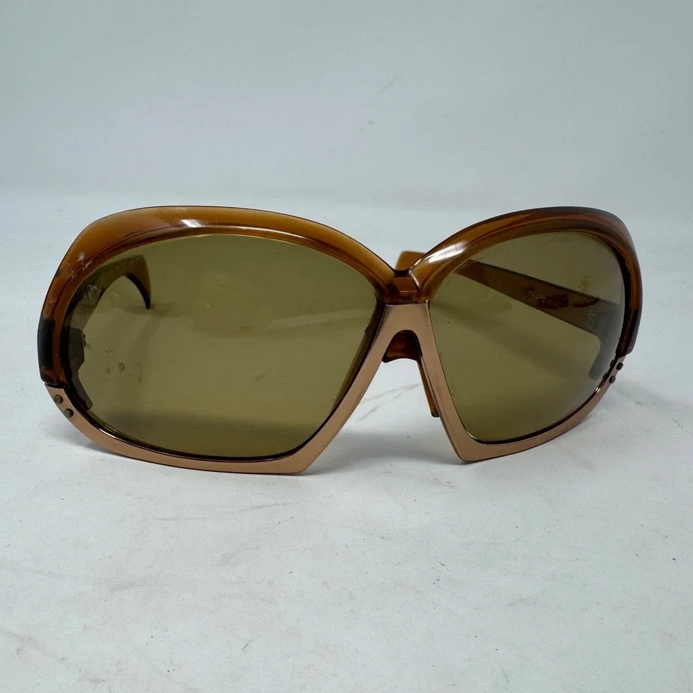 Vtg Cool-Ray 440 Pantomime Sunglasses Oversized Amber Gold 70s Retro Frames Only